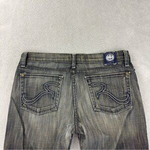 Rock & Republic Women's Sz 30x30 Distressed Five Pocket Denim Jeans Embroidered